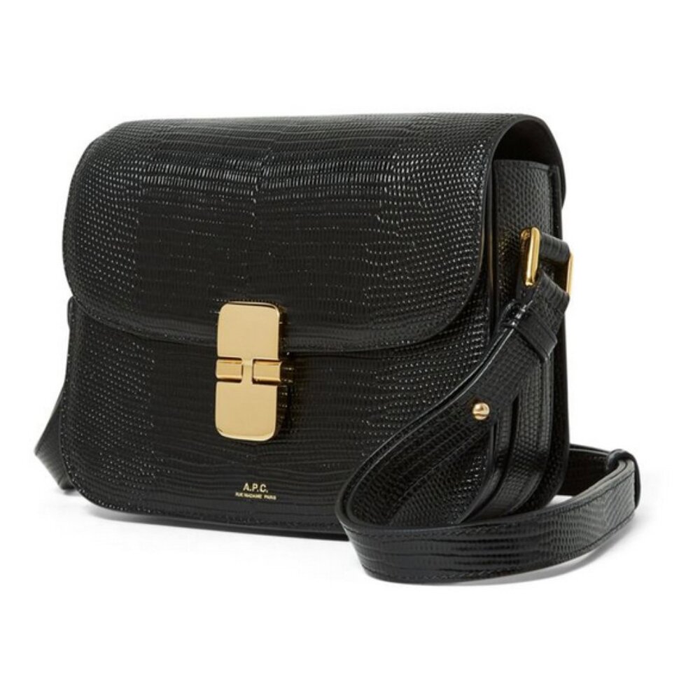 A.P.C. black embossed Grace bag small